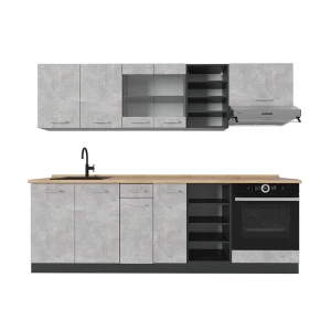 Kitchenette R-Line Concreto/Antracite 240 cm sem bancada Vicco