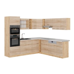 Kuchnia narożna R-Line Sonoma/Dąb goldkraft 247 x 237 cm, BP Marmur Vicco
