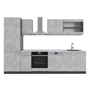Küchenzeile R-Line Beton/Anthrazit 300 cm , AP Marmor Vicco