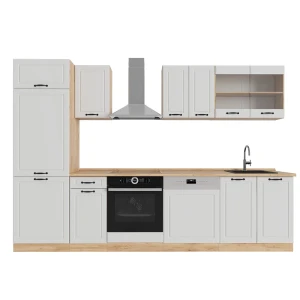 Aneks kuchenny R-Line Biały dworek/złoty dąb 300 cm , BP Dąb Vicco
