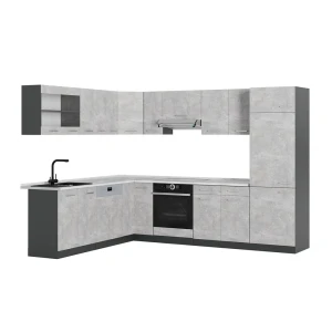 Sarokkonyha R-Line Beton/Antracit 287 x 227 cm, MP Márvány Vicco