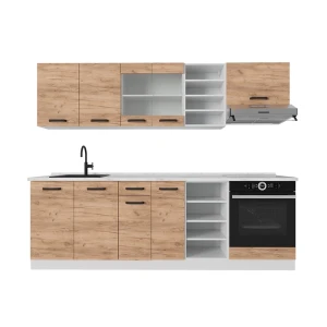 Cucina componibile R-Line Rovere dorato/bianco 240 cm senza piano di lavoro Vicco