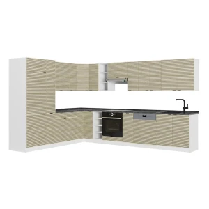 Cozinha de canto Fame-Line Painel de carvalho/Branco 347 x 257 cm, AP Antracite Vicco