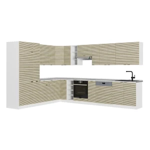 Cucina angolare completa Fame-Line Pannello in quercia/Bianco 347 x 257 cm senza piano di lavoro Vicco