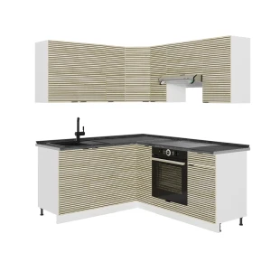 Sarokkonyha Fame-Line Tölgy panel/Fehér 190 x 160 cm, MP Antracit Vicco