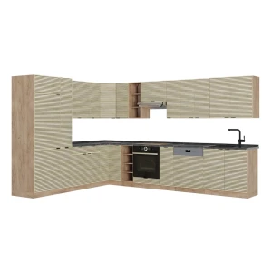 Cucina angolare completa Fame-Line Pannello in quercia/Rovere dorato 347 x 257 cm, PL Antracite Vicco