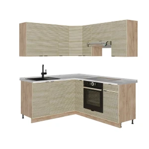 Cucina angolare completa Fame-Line Pannello in quercia/Rovere dorato 190 x 160 cm, PL Marmo Vicco