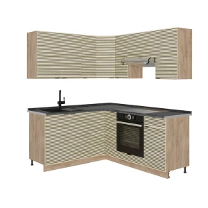 Sarokkonyha Fame-Line Tölgy panel/Arany Power tölgy 190 x 160 cm, MP Antracit Vicco