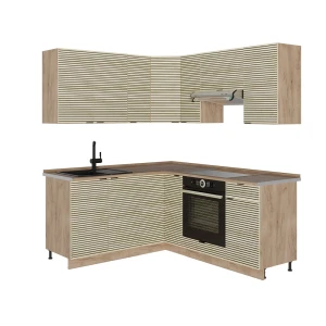 Eckküche Fame-Line Eiche Paneel/Goldkraft Eiche 190 x 160 cm ohne Arbeitsplatte Vicco