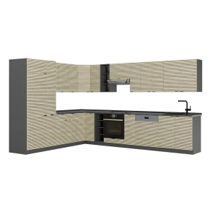Cozinha de canto Fame-Line Painel de carvalho/antracite 347 x 257 cm sem bancada Vicco
