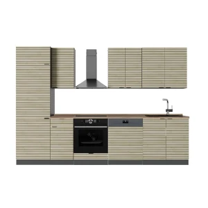 Küchenzeile Fame-Line Eiche Paneel/Anthrazit 300 cm , AP Eiche Vicco