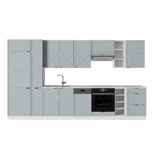 Cucina componibile Fame-Line Blu-grigio chiaro/bianco 355 cm senza piano di lavoro Vicco