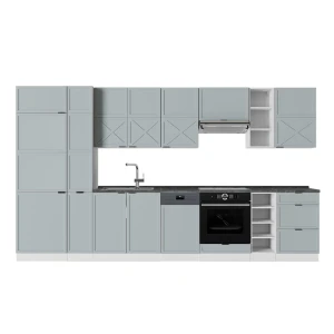 Konyhabútor Fame-Line Világoskék-szürke/fehér 355 cm , MP Antracit Vicco