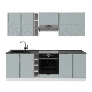 Konyhabútor Fame-Line Világoskék-szürke/fehér 235 cm , MP Antracit Vicco
