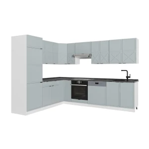 Eckküche Fame-Line Hellblau-grau/Weiß 287 x 227 cm, AP Anthrazit Vicco