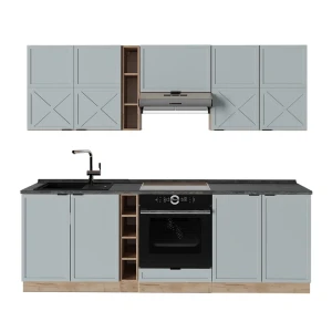 Kitchenette Fame-Line Azul acinzentado claro/carvalho Goldkraft 235 cm , AP Antracite Vicco