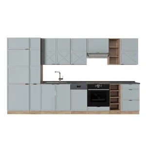 Kitchenette Fame-Line Azul acinzentado claro/carvalho Goldkraft 355 cm , AP Antracite Vicco