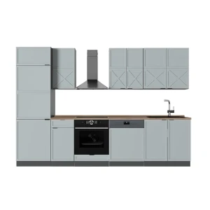 Konyhabútor Fame-Line Világoskék-szürke/Antracit 300 cm, MP Tölgy Vicco
