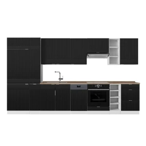 Konyhabútor Fame-Line Fekete csíkos/fehér 355 cm , MP Tölgy Vicco