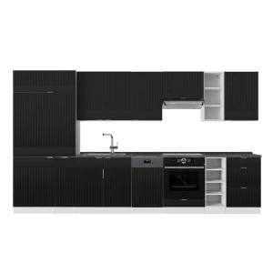 Konyhabútor Fame-Line Fekete csíkos/fehér 355 cm , MP Antracit Vicco