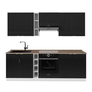 Kitchenette Fame-Line Listrado preto/branco 235 cm , AP Carvalho Vicco