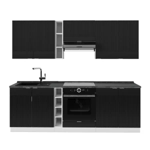Kitchenette Fame-Line Listrado preto/branco 235 cm , AP Antracite Vicco