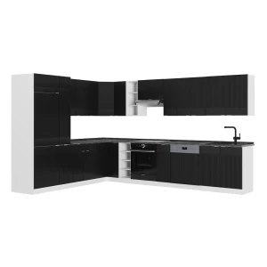 Cozinha de canto Fame-Line Listrado preto/Branco 347 x 257 cm, AP Antracite Vicco