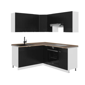 Cozinha de canto Fame-Line Listrado preto/Branco 190 x 160 cm, AP Carvalho Vicco