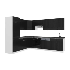 Cozinha de canto Fame-Line Listrado preto/Branco 287 x 227 cm, AP Antracite Vicco