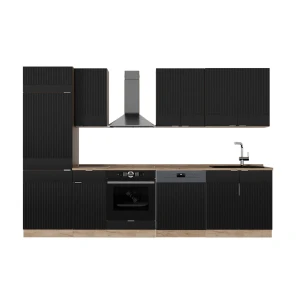 Kitchenette Fame-Line Carvalho preto listrado/Goldkraft 300 cm , AP Carvalho Vicco