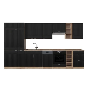 Kitchenette Fame-Line Carvalho preto listrado/Goldkraft 355 cm , AP Carvalho Vicco