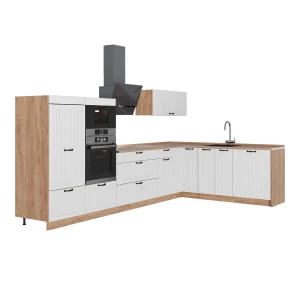 Hoekkeuken Fame-Line Wit Landhuis/Goudkleurig Eiken 347 x 207 cm zonder werkblad Vicco
