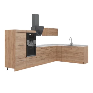 Eckküche Fame-Line Goldkraft Eiche/Goldkraft Eiche 347 x 207 cm, AP Marmor Vicco