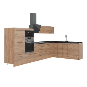 Eckküche Fame-Line Goldkraft Eiche/Goldkraft Eiche 347 x 207 cm, AP Anthrazit Vicco