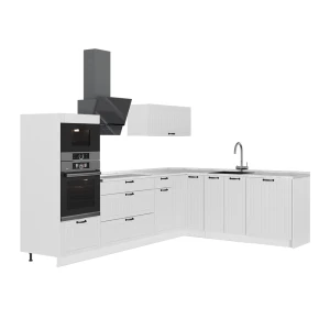 Hoekkeuken Fame-Line Wit Landhuis/Wit 287 x 207 cm, WB Marmer Vicco
