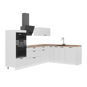 Hoekkeuken Fame-Line Wit Landhuis/Wit 287 x 207 cm, WB Eik Vicco