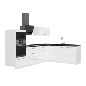 Hoekkeuken Fame-Line Wit Hoogglans/Wit 287 x 207 cm, WB Antraciet Vicco