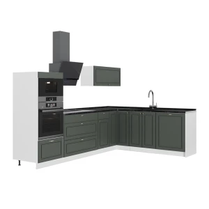 Hoekkeuken Fame-Line Groen-Goud Landhuis/Wit 287 x 207 cm zonder werkblad Vicco