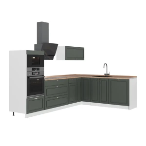 Hoekkeuken Fame-Line Groen-Goud Landhuis/Wit 287 x 207 cm, WB Eik Vicco
