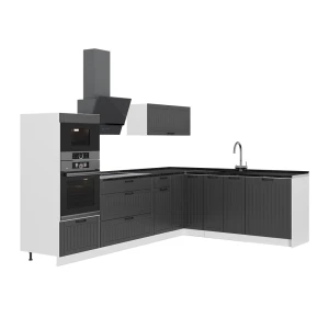Hoekkeuken Fame-Line Donkergrijs/Wit 287 x 207 cm, WB Antraciet Vicco