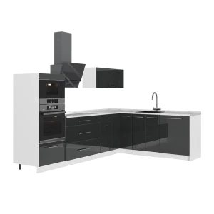Hoekkeuken Fame-Line Antraciet Hoogglans/Wit 287 x 207 cm zonder werkblad Vicco