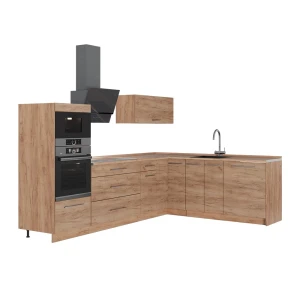 Kuchnia narożna Fame-Line Dąb goldkraft/Dąb goldkraft 287 x 207 cm, BP Dąb Vicco