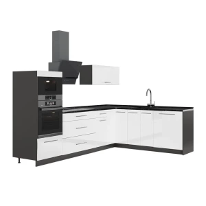 Hoekkeuken Fame-Line Wit Hoogglans/Antraciet 287 x 207 cm zonder werkblad Vicco