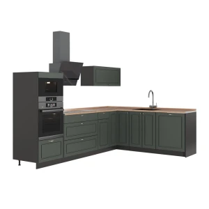 Hoekkeuken Fame-Line Groen-Goud Landhuis/Antraciet 287 x 207 cm, WB Eik Vicco