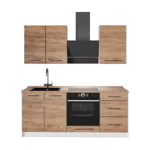Singleküche Fame-Line Goldkraft Eiche/Weiß 190 cm, AP Eiche Vicco