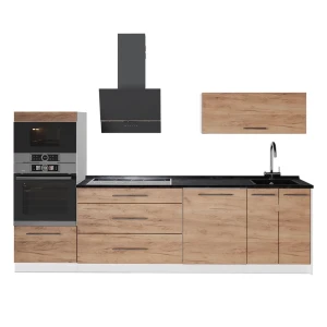 Cuisine Fame-Line Chêne de force doré 280cm, PT Anthracite Vicco
