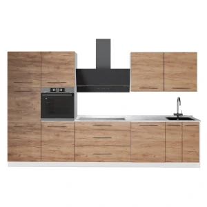 Küchenzeile Fame-Line Goldkraft Eiche 340 cm, AP Marmor Vicco