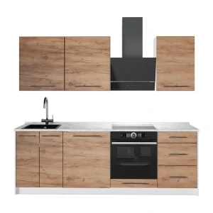 Zabudowa kuchenna Fame-Line Dąb goldkraft/Biały 230 cm, BP Marmur Vicco