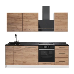 Zabudowa kuchenna Fame-Line Dąb goldkraft/Biały 230 cm, BP Antracyt Vicco