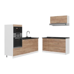 Kuchnia Fame-Line Dąb goldkraft/Biały 340 cm, BP Antracyt Vicco